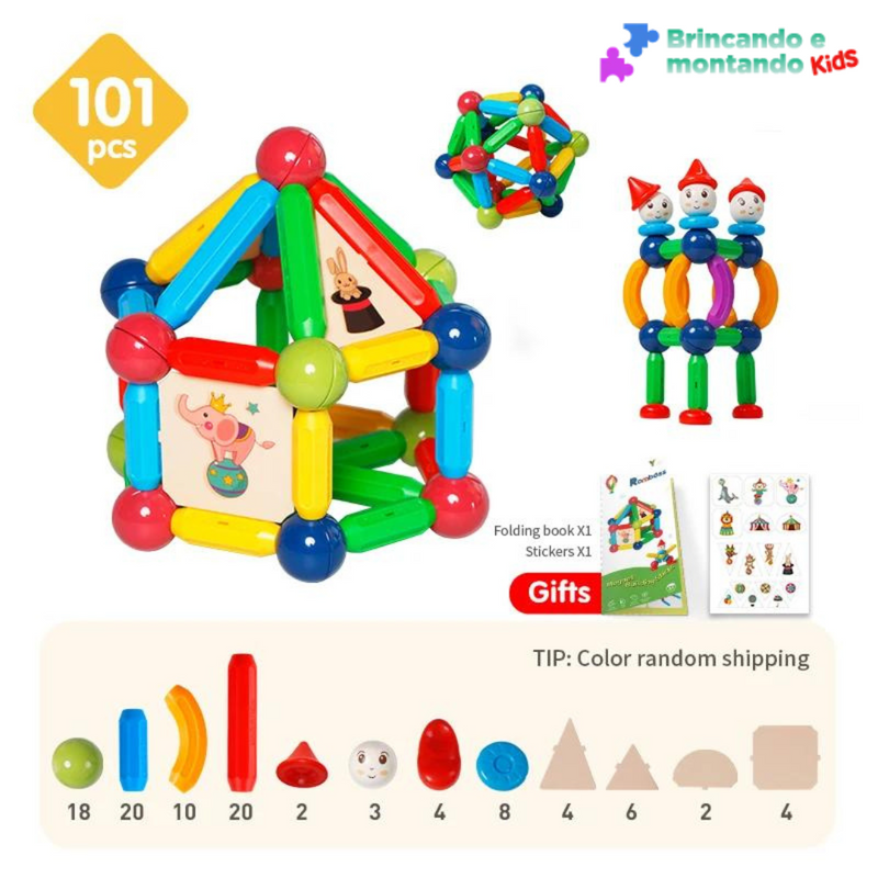 🧩Magnetic Building Blocks Set. Montessori Magnetic Rods, Educational Building Toys for Kids🧩