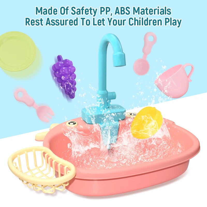 Kids Kitchen Sink Toys Simulation Electric Dishwasher Mini Kitchen Food Pretend Play House Toy Set Children Role Play Girl Toys