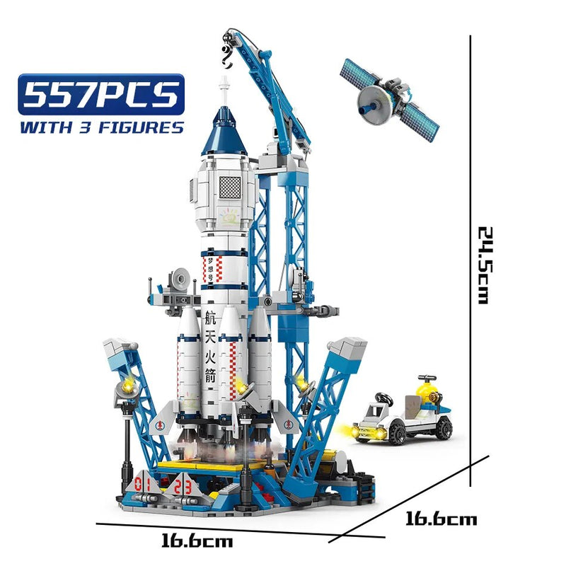 HUIQIBAO Space Aviation Manned Rocket Building Blocks With Astronaut Figure City Aerospace Model Bricks Children Toys for Kids